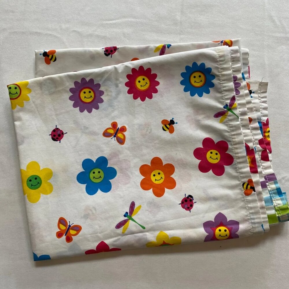 Smiley Face Twin Flat Sheet Dan River Olive Kids Year 2000 Sticker Print